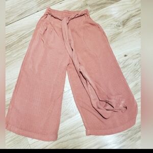 Free People Wide Leg Belted Cropped Jumpsuit Pant Flowy Boho Earthy Beachy